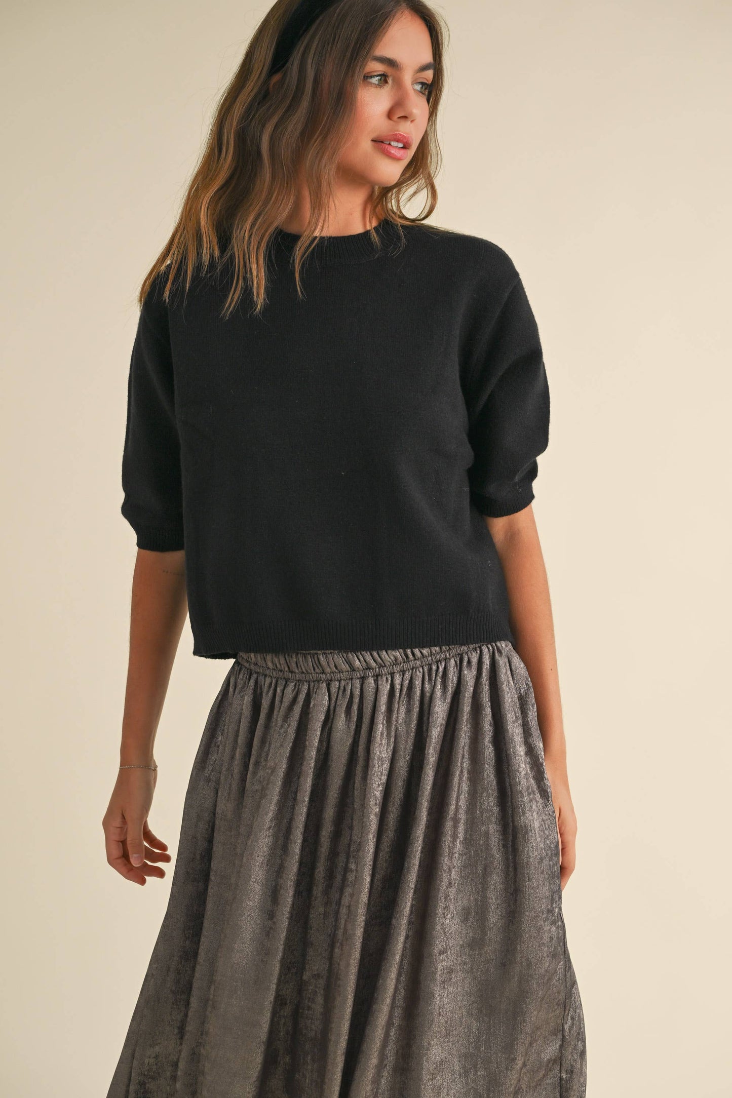 Miou Muse Short Sleeve Sweater Top