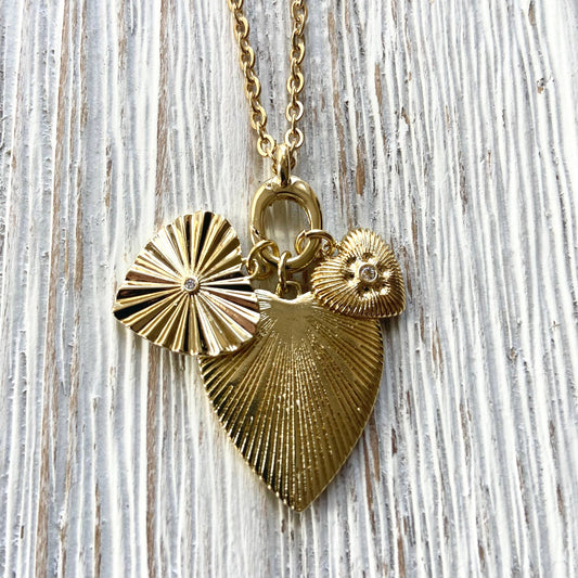 VB&CO Designs Handmade Jewelry - Charm necklace triple heart removable charms