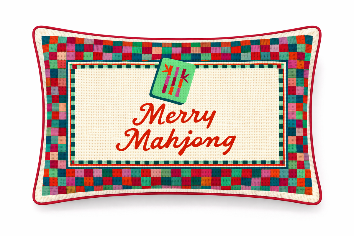 Furbish Studio - Merry Mahjong Needlepoint Pillow