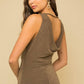 Sleeveless Back Cowl Neck Midi Dress