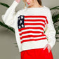 USA Flag Boat Neck Knit Sweater Top VT82059