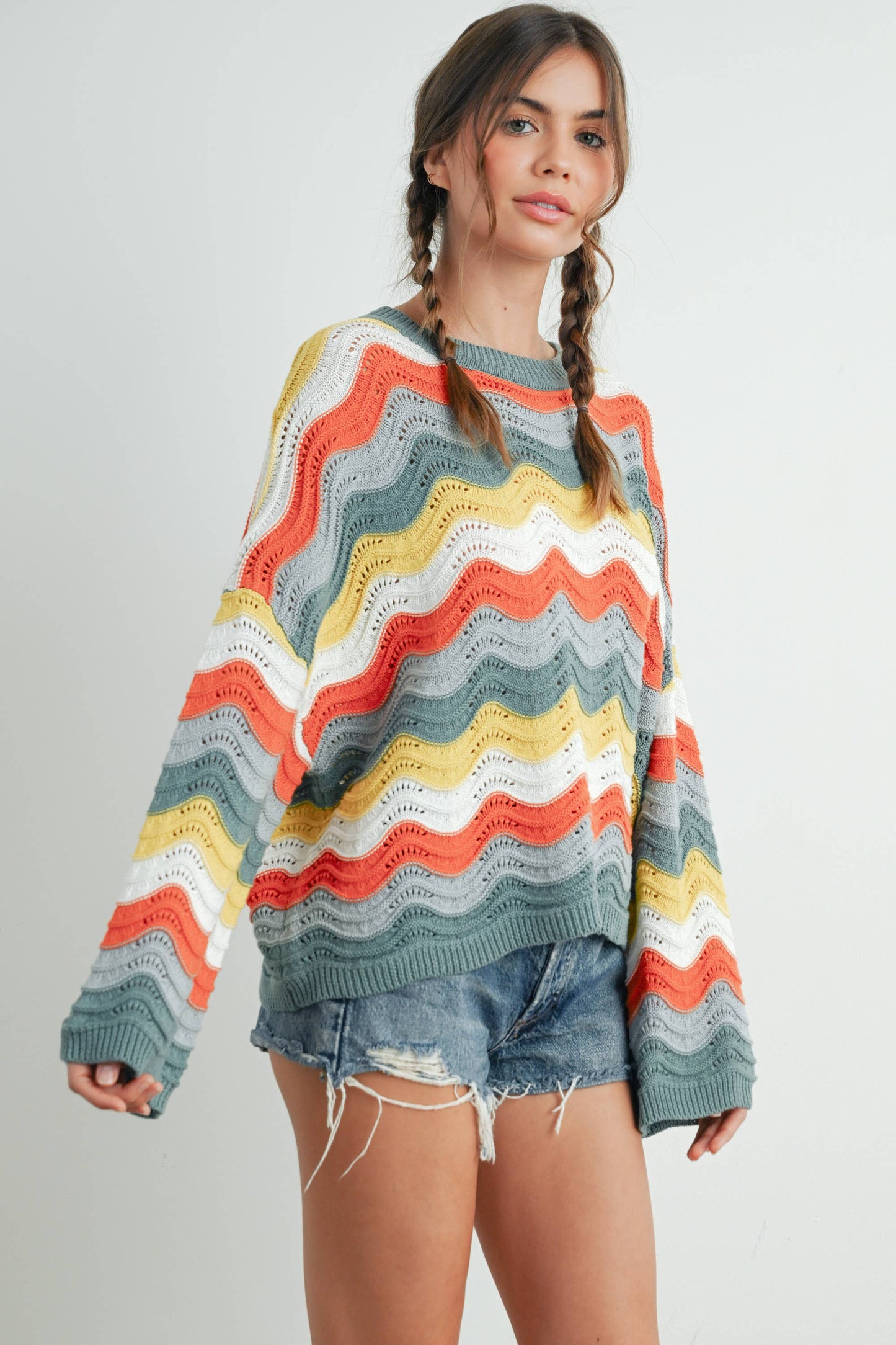 BUTTERMELON - Color Block Sweater  - BMW7639