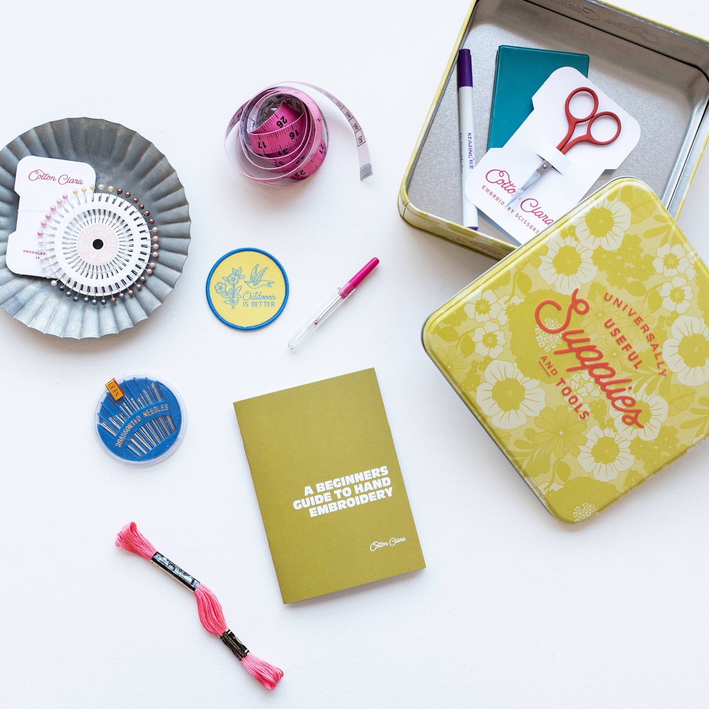 Cotton Clara Craft Kits & Supplies - Embroidery Starter Kit Sewing Tin