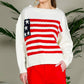 USA Flag Boat Neck Knit Sweater Top VT82059