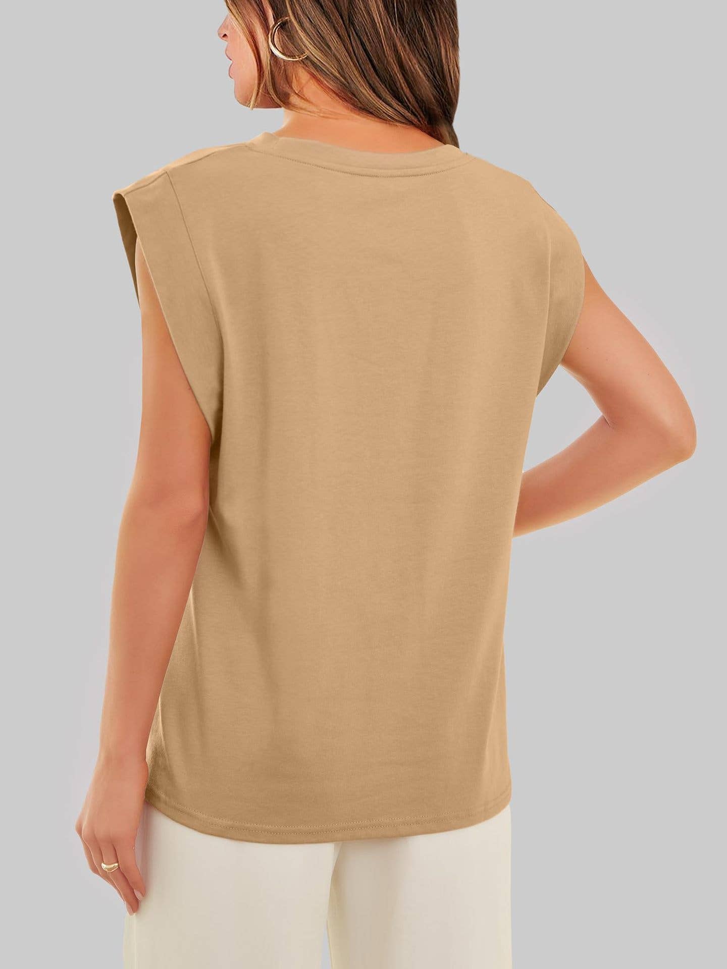 Rosa Clothing - Round neck cap sleeve cami base tank top loose basic vest