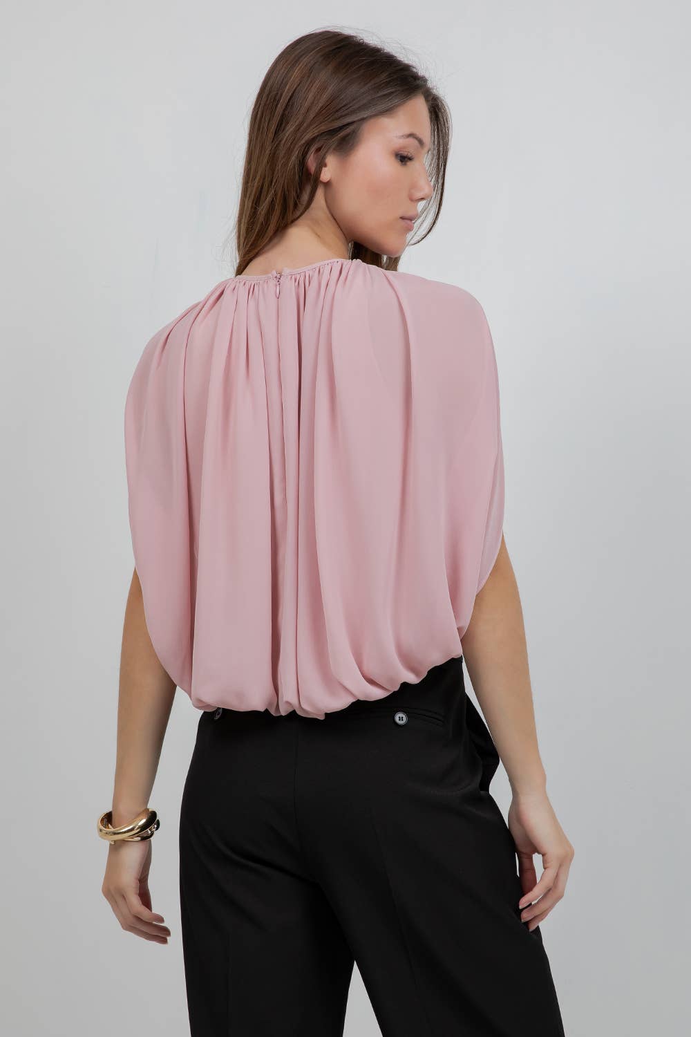 Whiteroom+Cactus - SOFT WOVEN BALLOON TOP WITH CAPE - Ivory / L