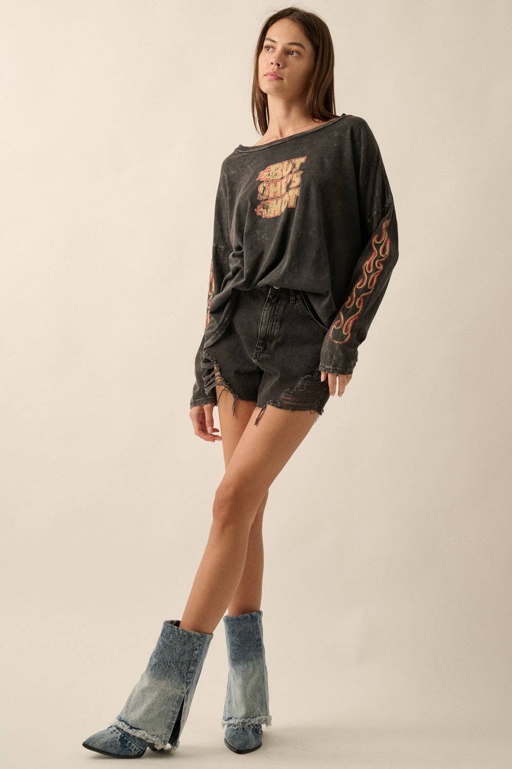 Vintage Canvas - But She's Hot Flames Mineral Wash Graphic Tee