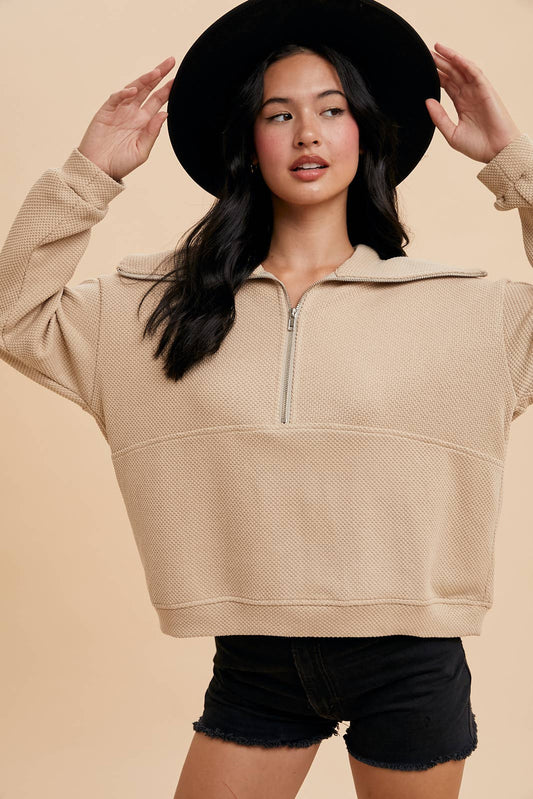 In Loom - EXAGGERATED LAPEL QUARTER ZIP PULLOVER