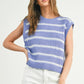 Crew Neck Striped Knit Tank Top