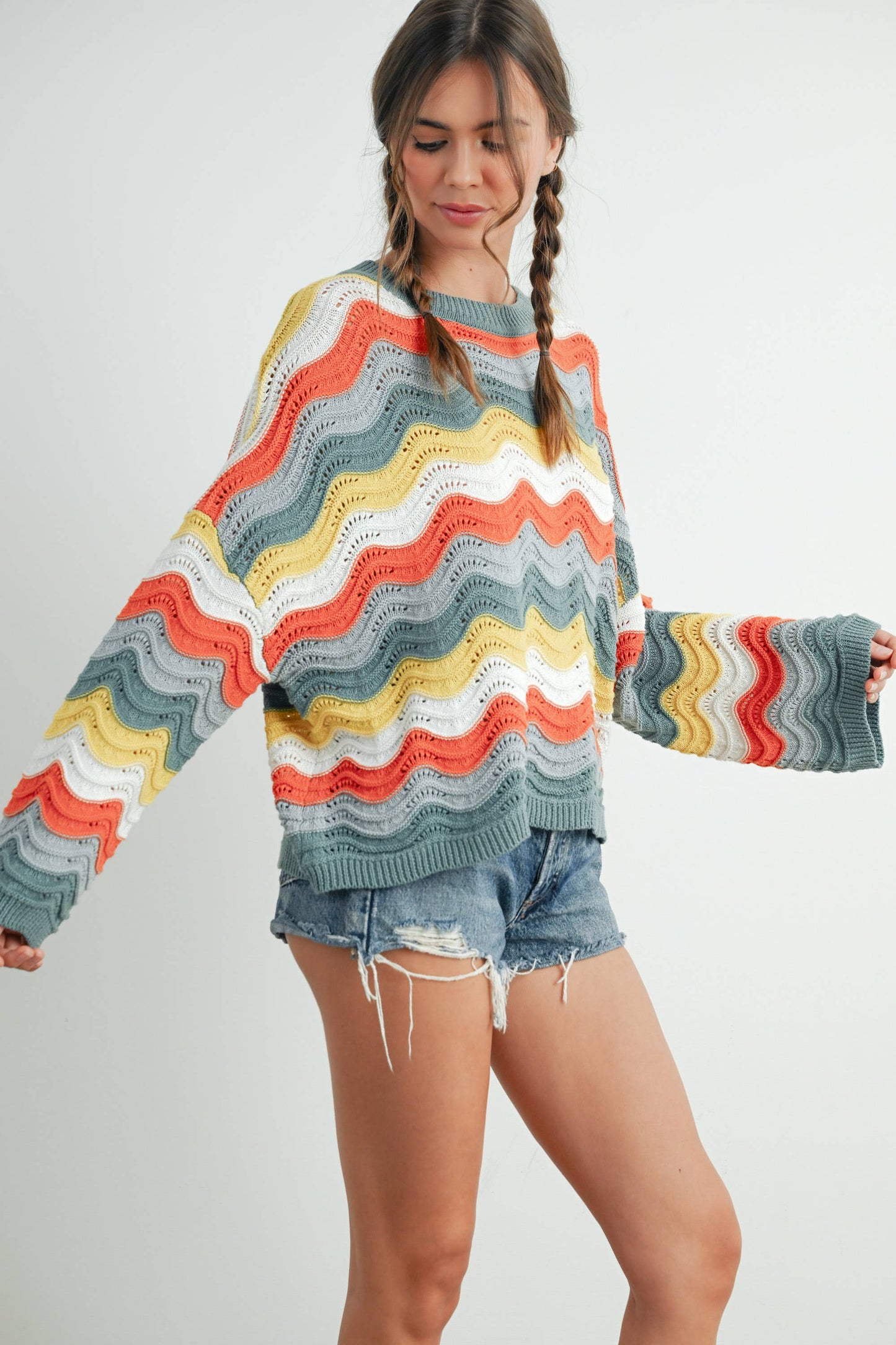 BUTTERMELON - Color Block Sweater  - BMW7639
