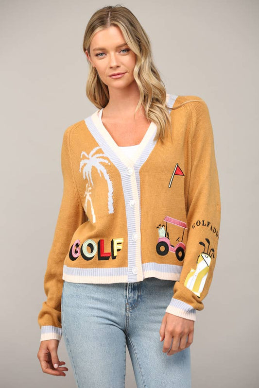 FATE - GOLF EMBROIDERED PATCH CARDIGAN LW2119