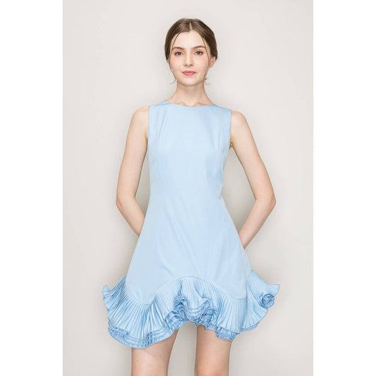 Flutter Ruffle Hemline Sleeveless Mini Dress