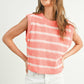 Crew Neck Striped Knit Tank Top