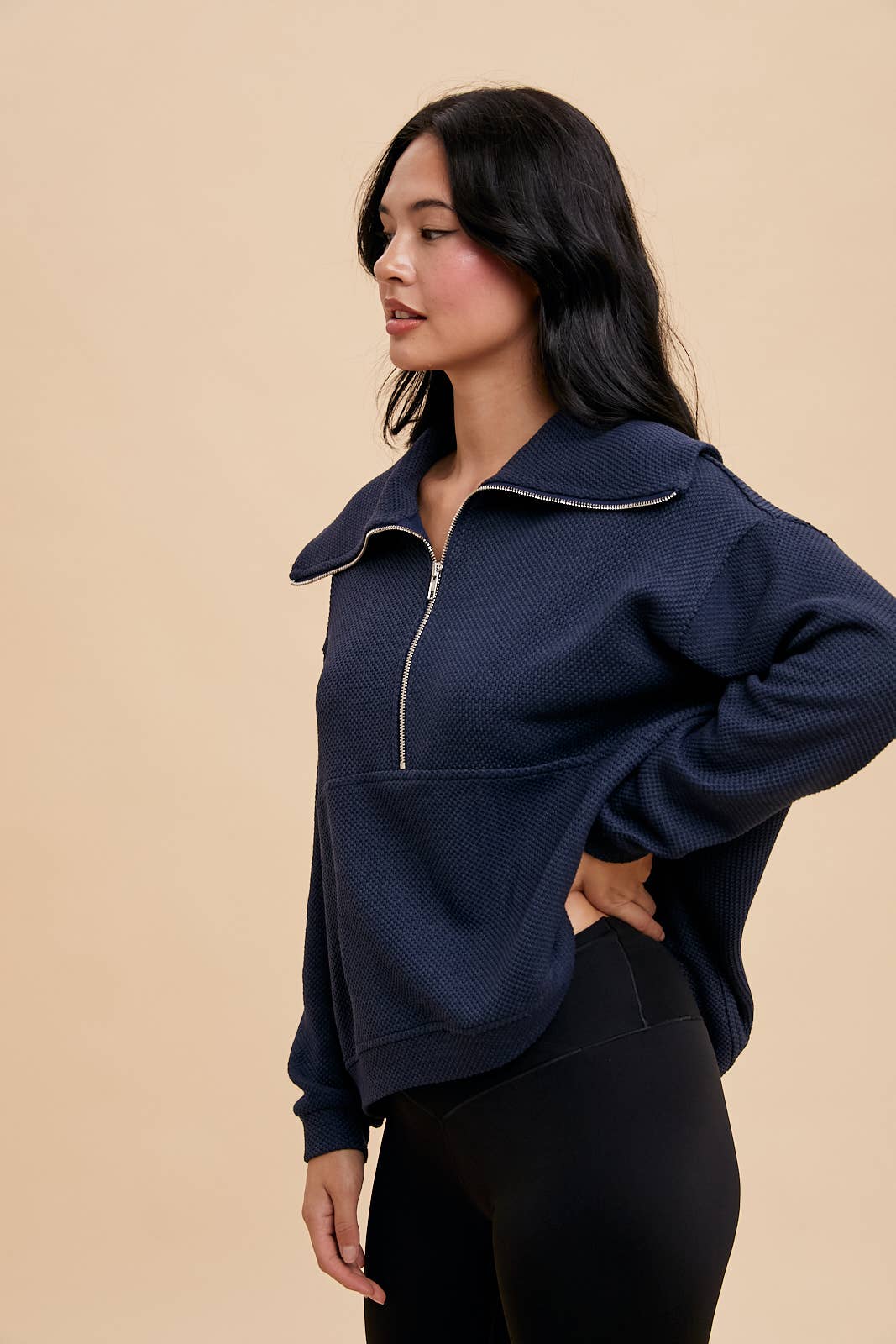 In Loom - EXAGGERATED LAPEL QUARTER ZIP PULLOVER