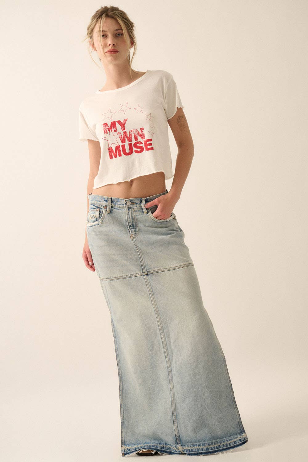 Vintage Canvas - My Own Muse Vintage Wash Cropped Graphic Tee