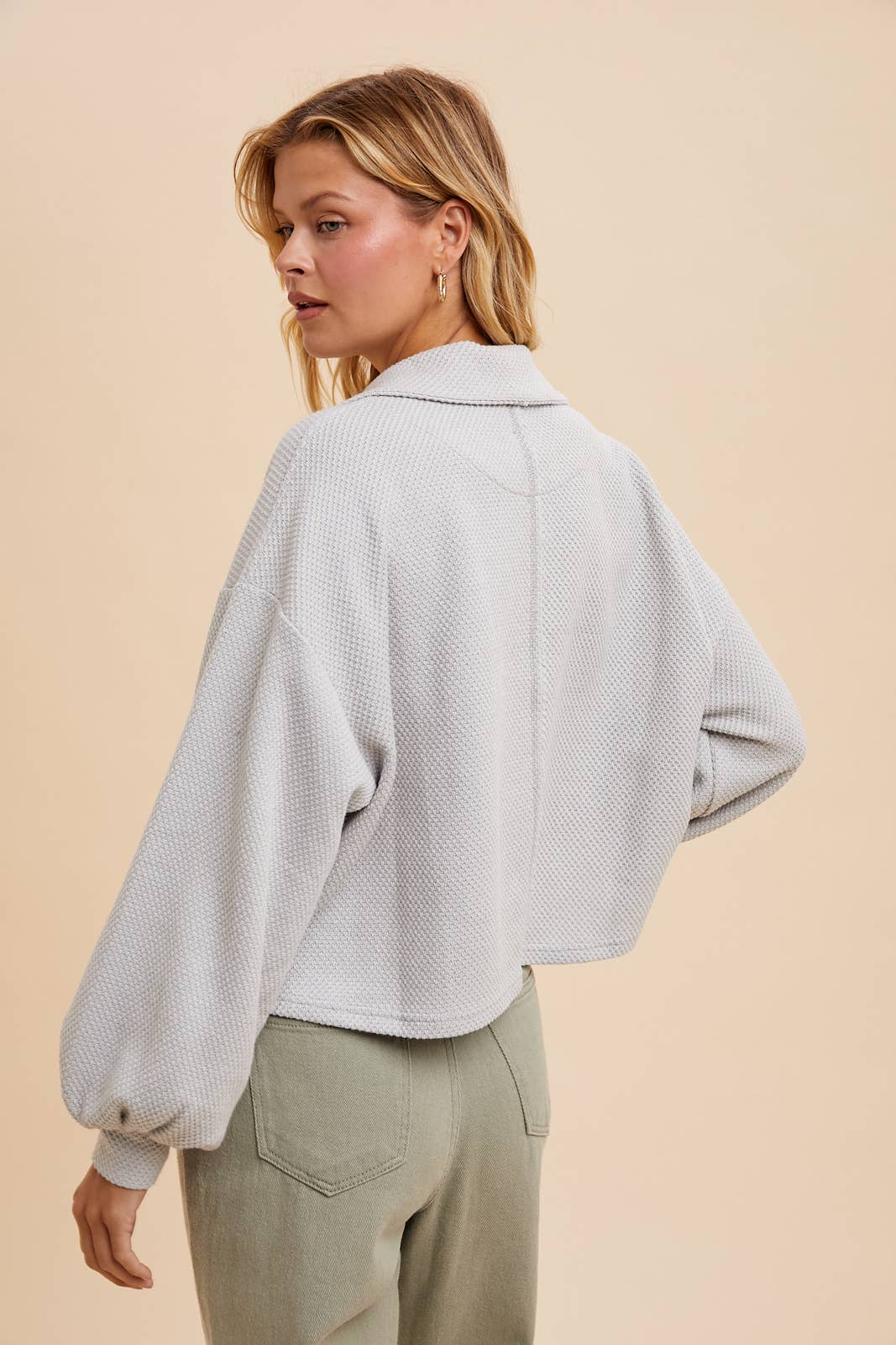 In Loom - COTTON THERMAL CROPPED HALF ZIP PULLOVER