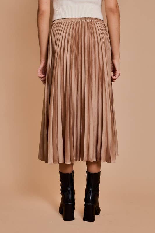 Sunburst Pleated Satin Skirt