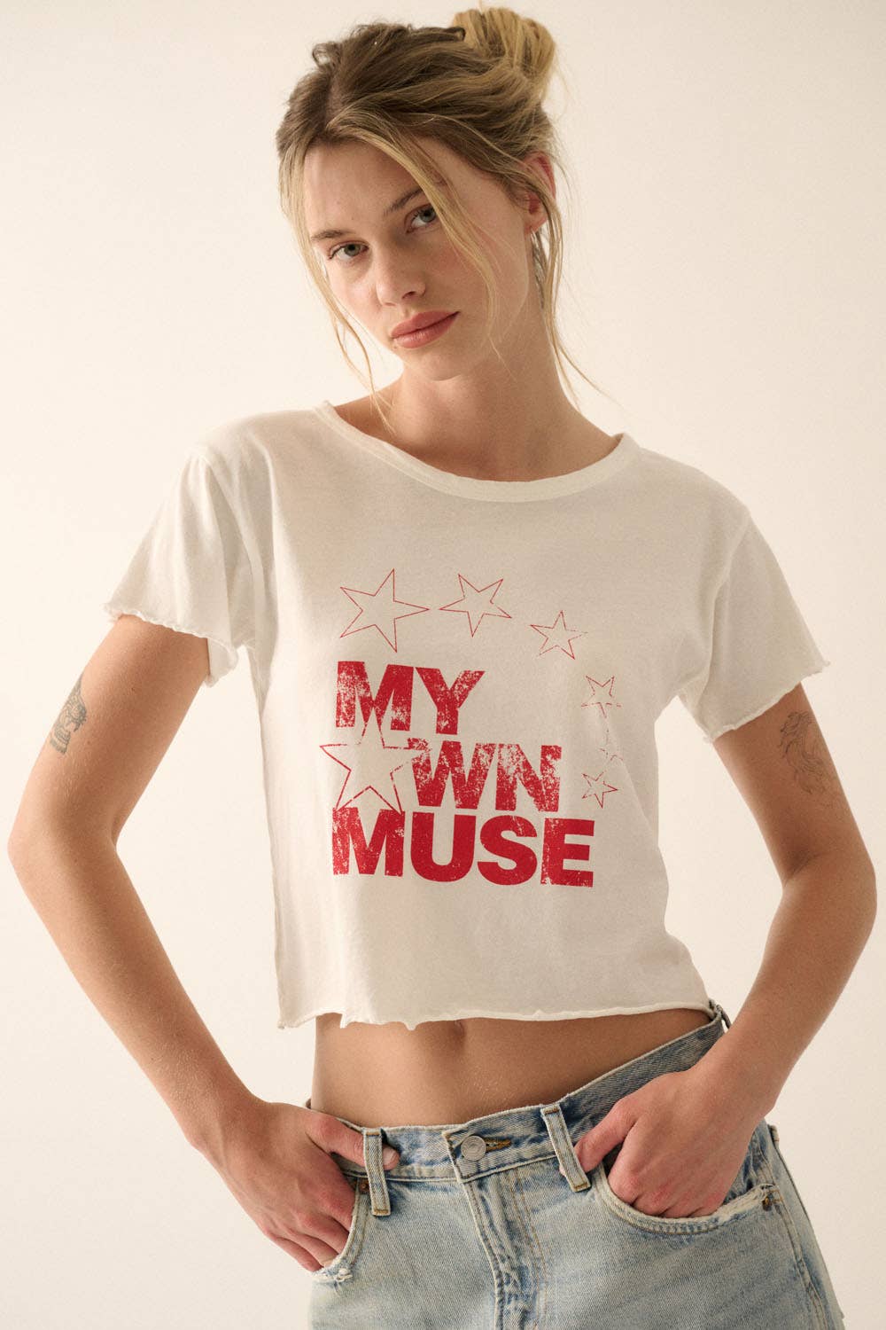 Vintage Canvas - My Own Muse Vintage Wash Cropped Graphic Tee