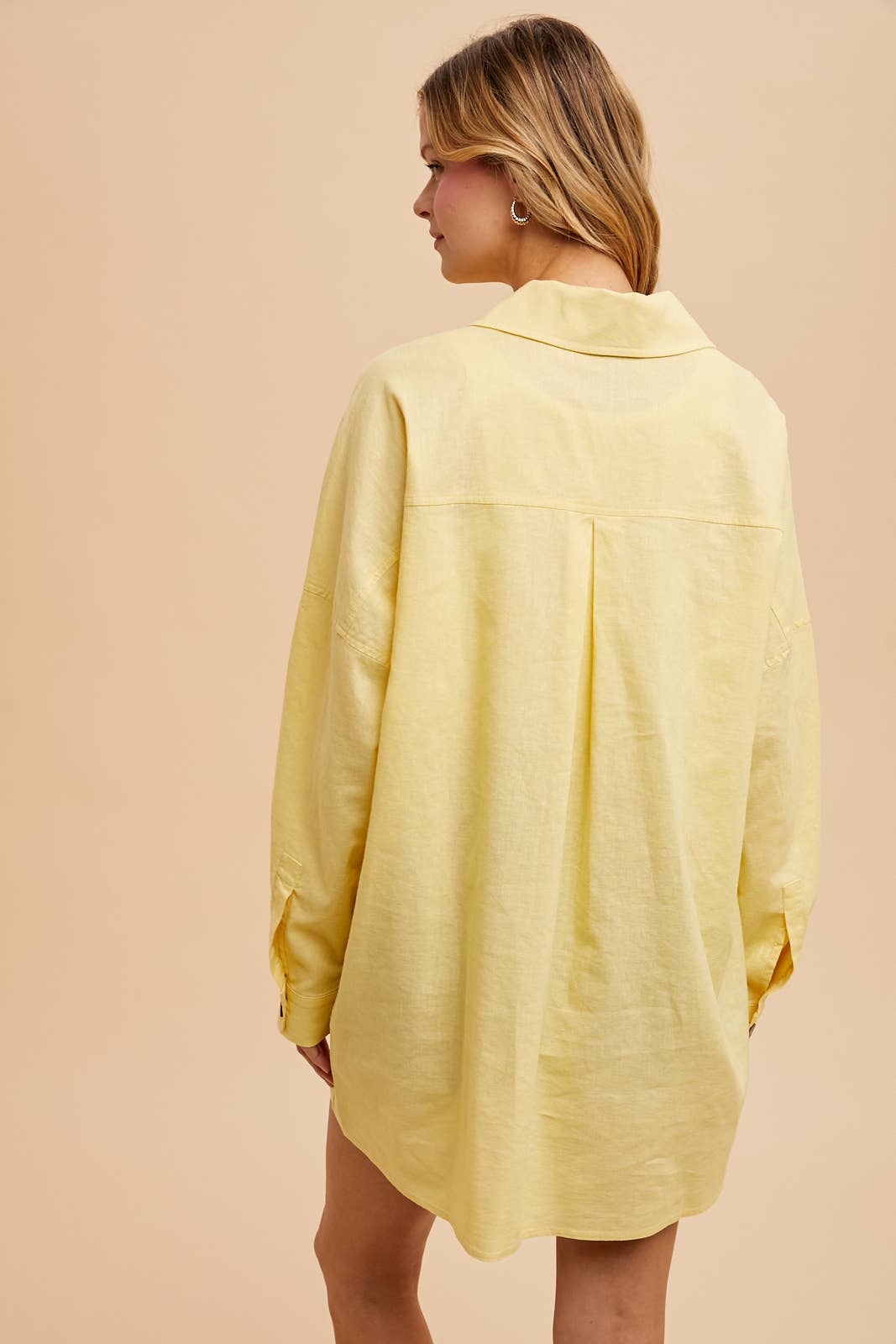LINEN BLEND BUTTON DOWN