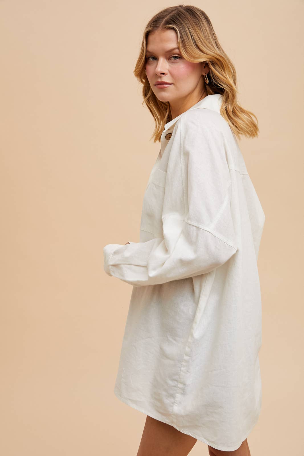 LINEN BLEND BUTTON DOWN