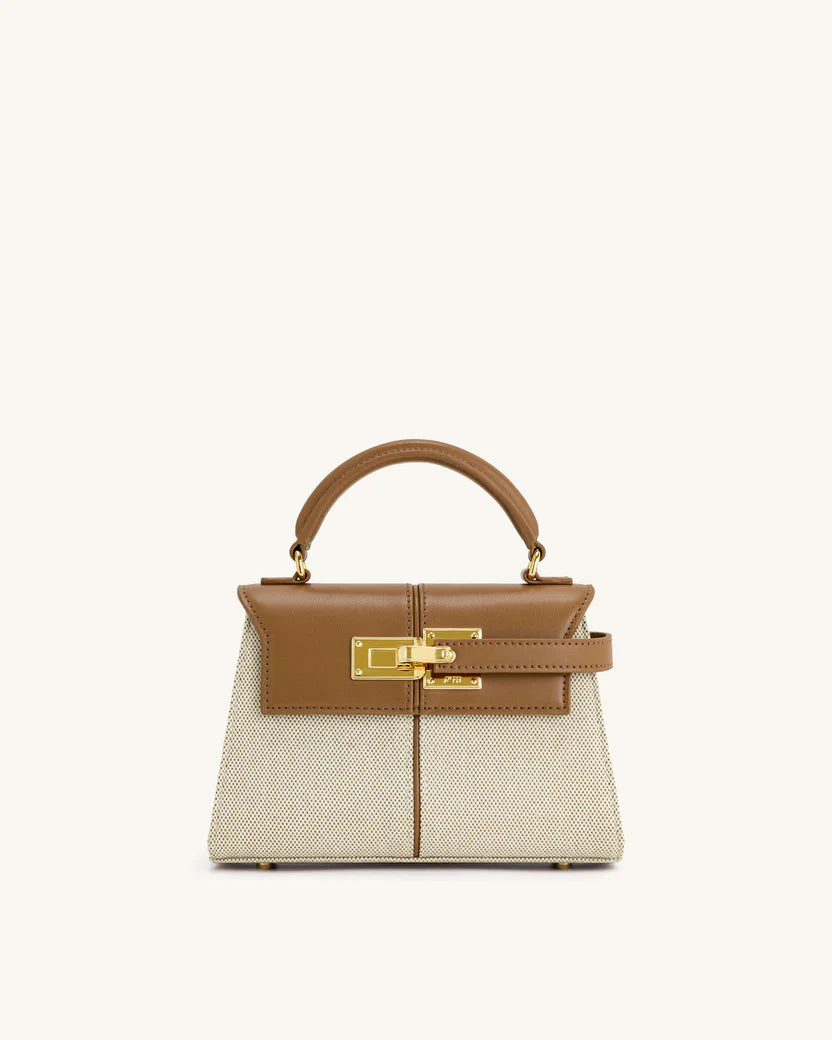 Elise Top Handle Bag - Brown Canvas