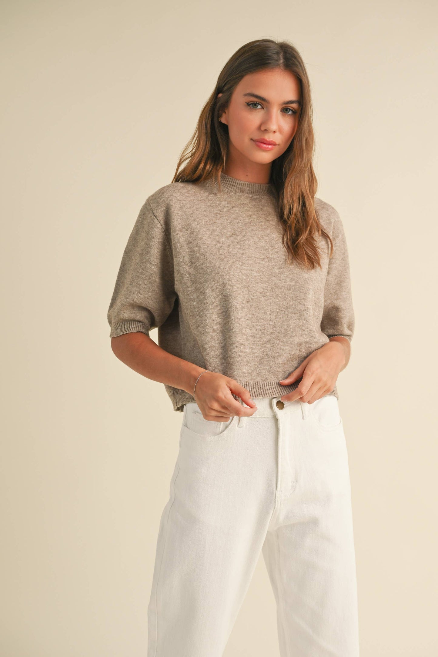 Miou Muse Short Sleeve Sweater Top