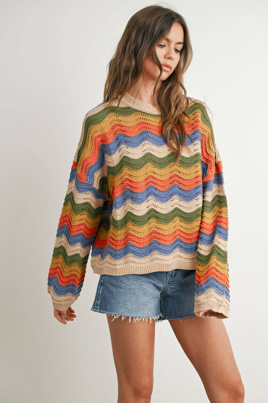 BUTTERMELON - Color Block Sweater  - BMW7639