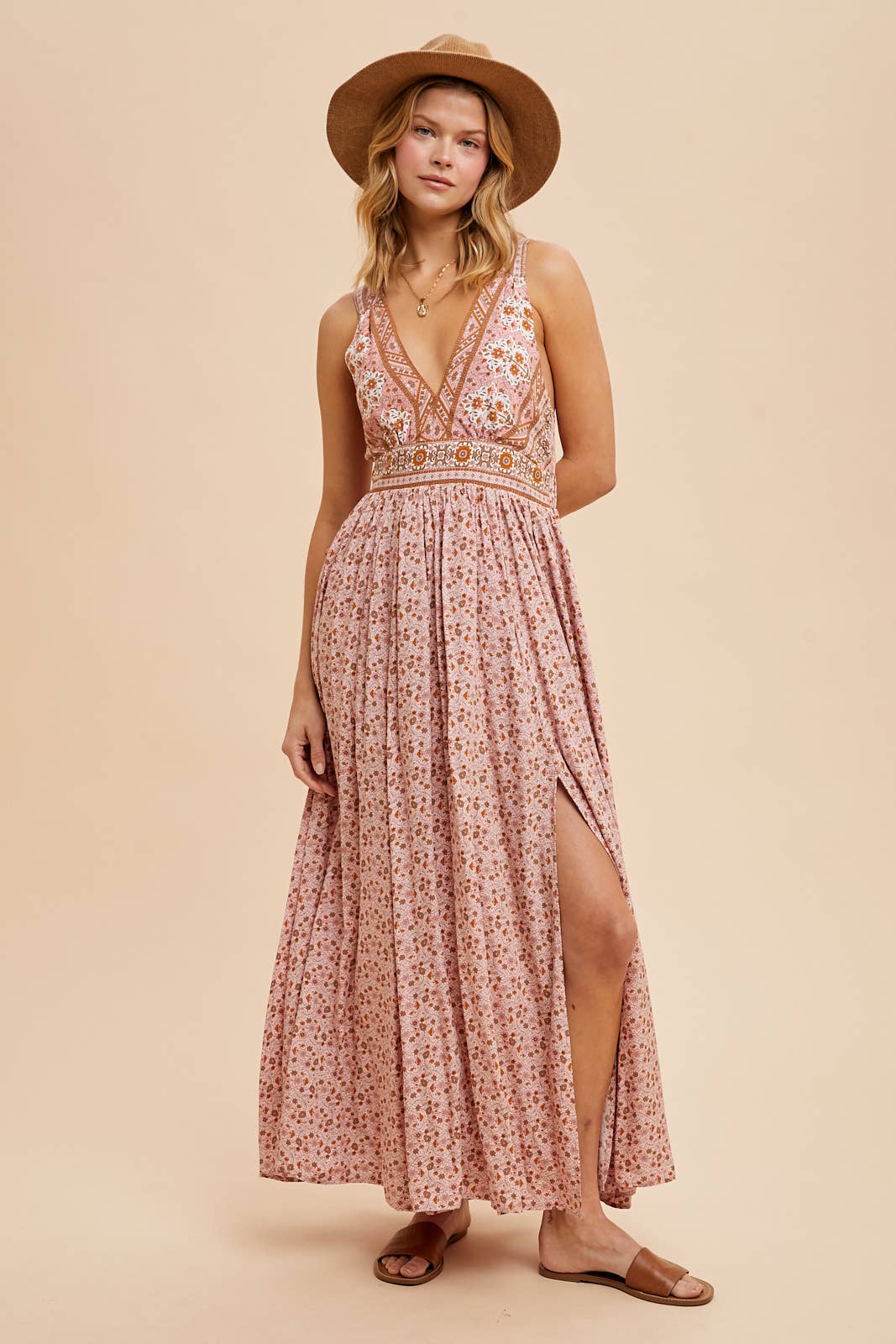 In Loom - BORDER PRINT SLEEVELESS MAXI DRESS