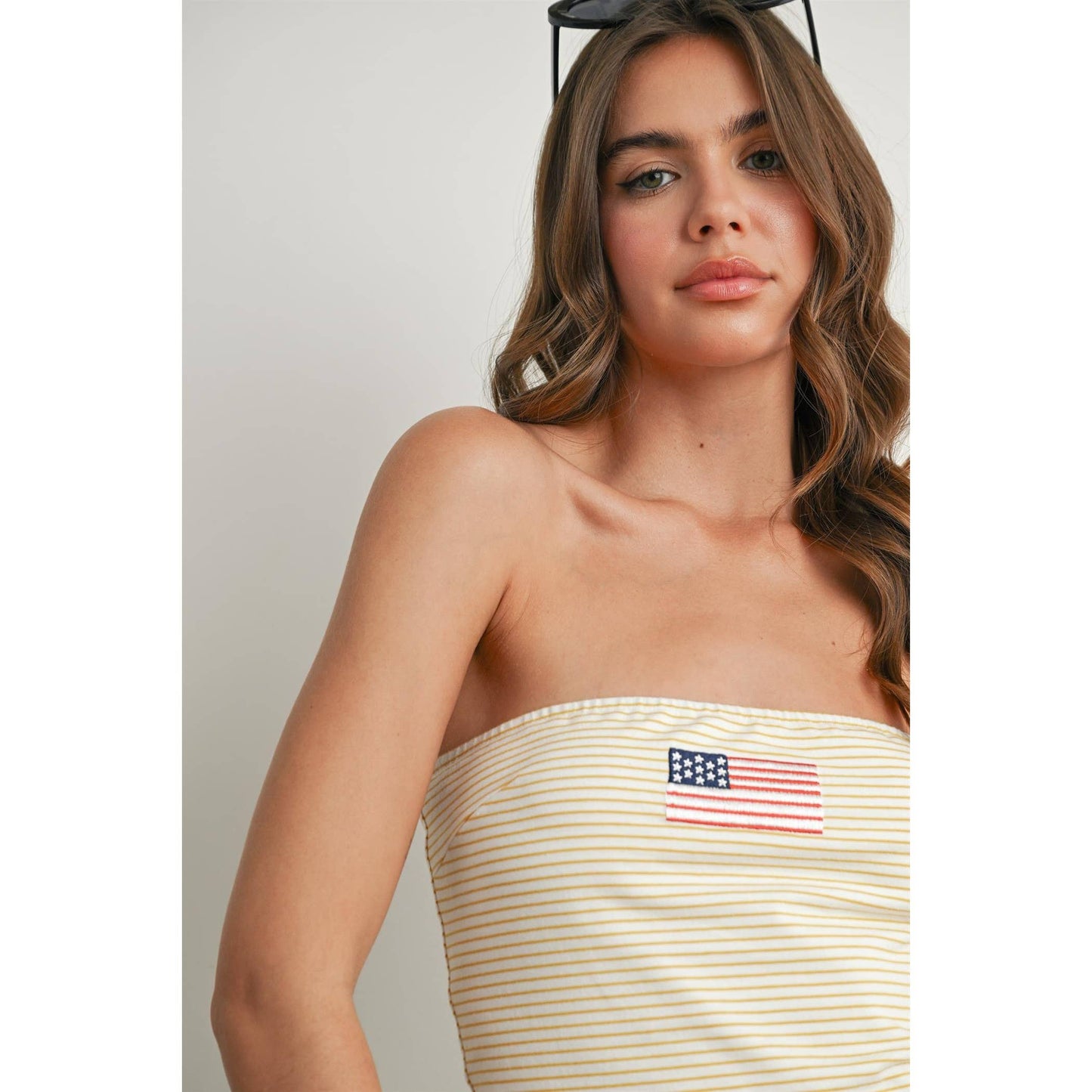 BUTTERMELON - Stars and Stripes Tube Top - BMT7755 - IVORY / BLUE / M