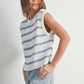 Crew Neck Striped Knit Tank Top