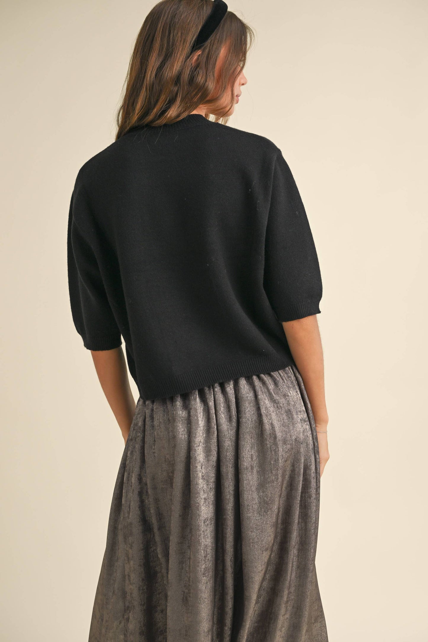 Miou Muse Short Sleeve Sweater Top