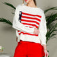 USA Flag Boat Neck Knit Sweater Top VT82059