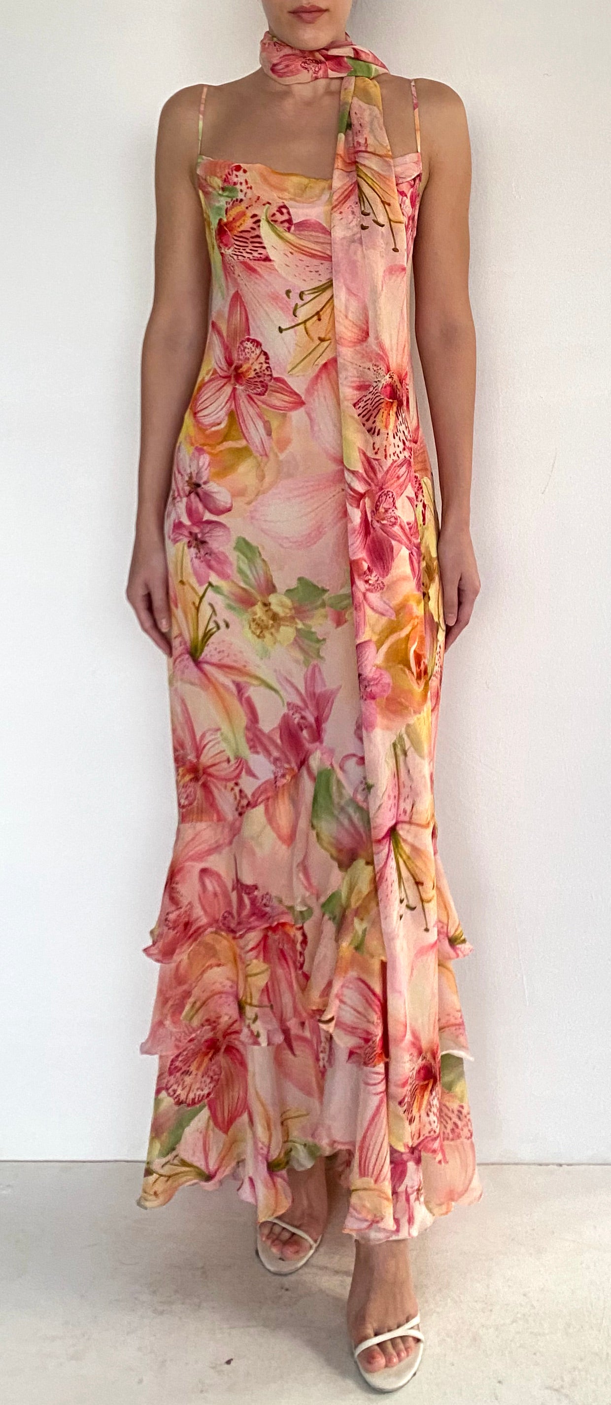 COWL MAXI DRESS WITH SASH