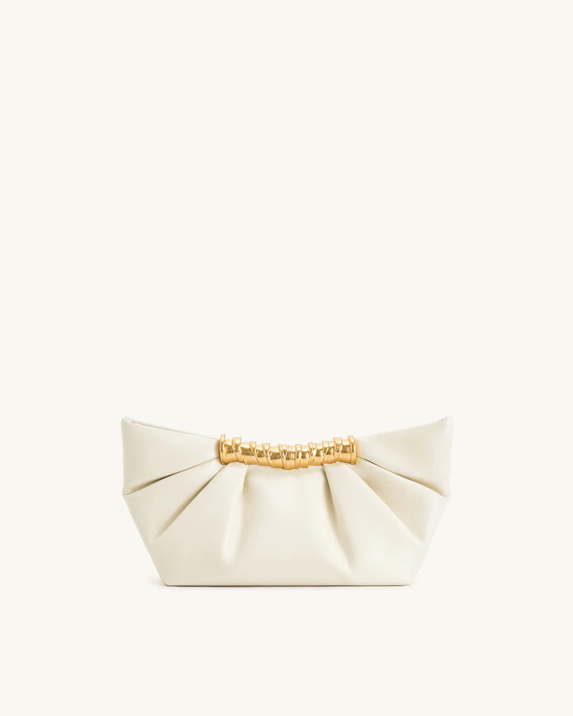 Leia Pleated Clutch - White